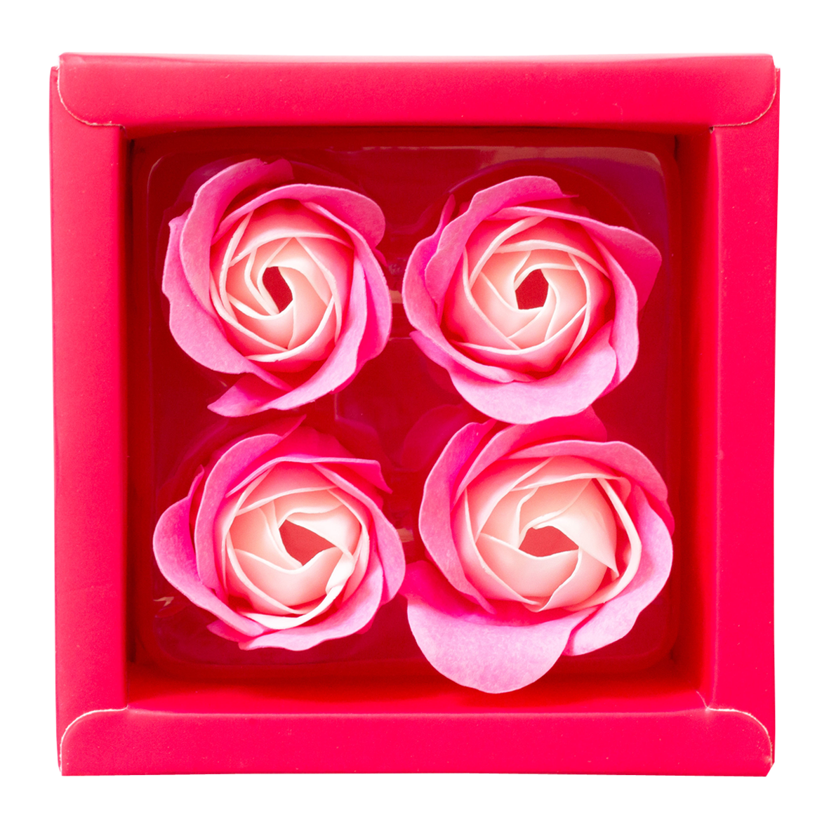 Rosenblüten in Geschenkverpackung mit Schleife